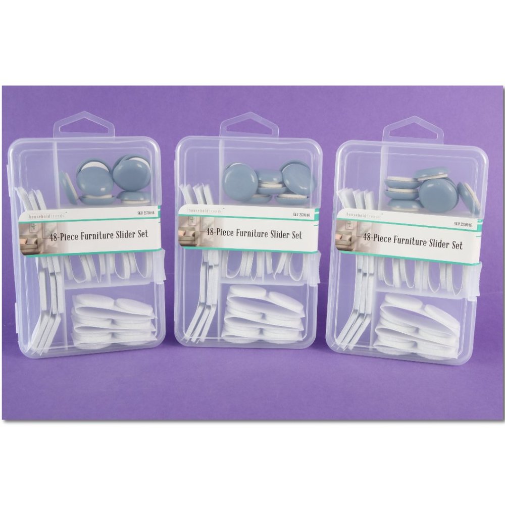 Lot of three 48 piece furniture slider sets. 2170046 144 pieces total